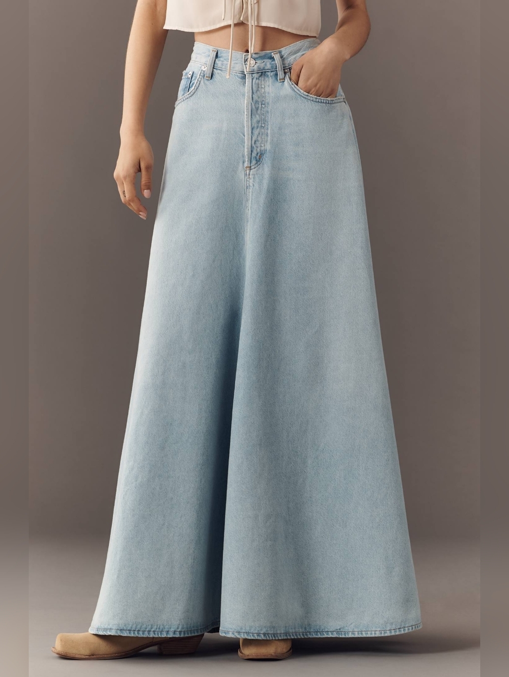 NWT Agolde Odin Jean Maxi Skirt In Color "Lost", Size 29 (US 8) - Picture 3 of 13
